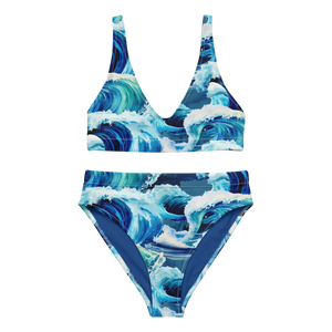 Find Your Coast® Waves Recycled High Waisted Bikini Set