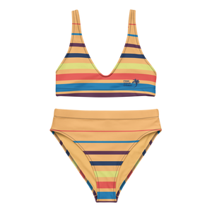 Find Your Coast® Striped Recycled High Waisted Bikini Set