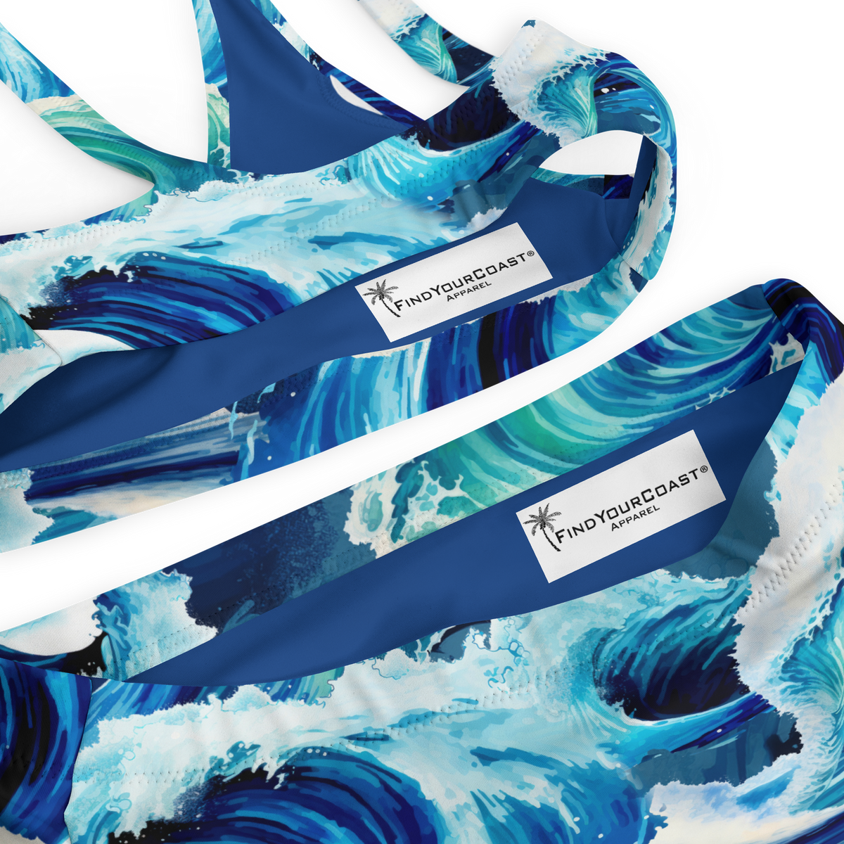 Find Your Coast® Waves Recycled High Waisted Bikini Set