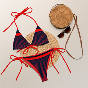 Find Your Coast® Stripe UPF 50 Recycled String Bikini