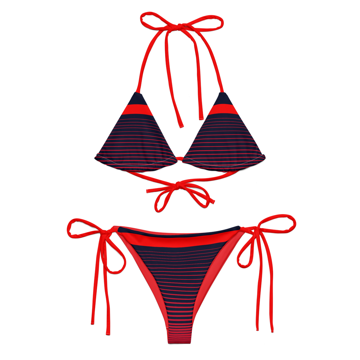 Find Your Coast® Stripe UPF 50 Recycled String Bikini