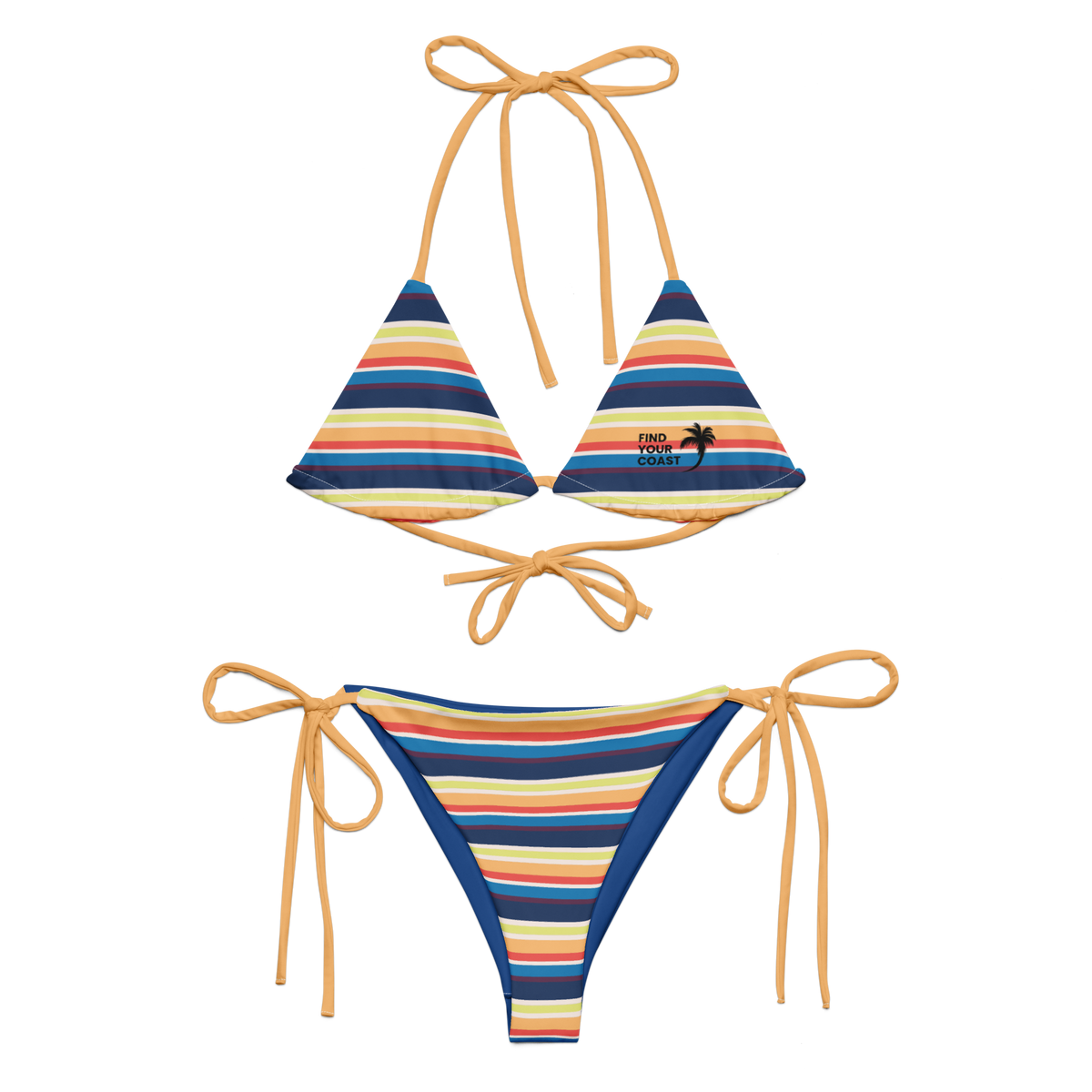 Find Your Coast® Lucy Stripe UPF 50 Recycled String Bikini