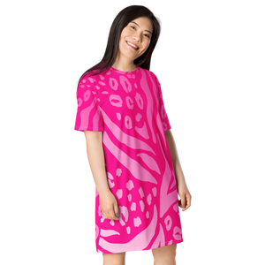 Women's Vicious Pink Casual Tee Shirt Dress