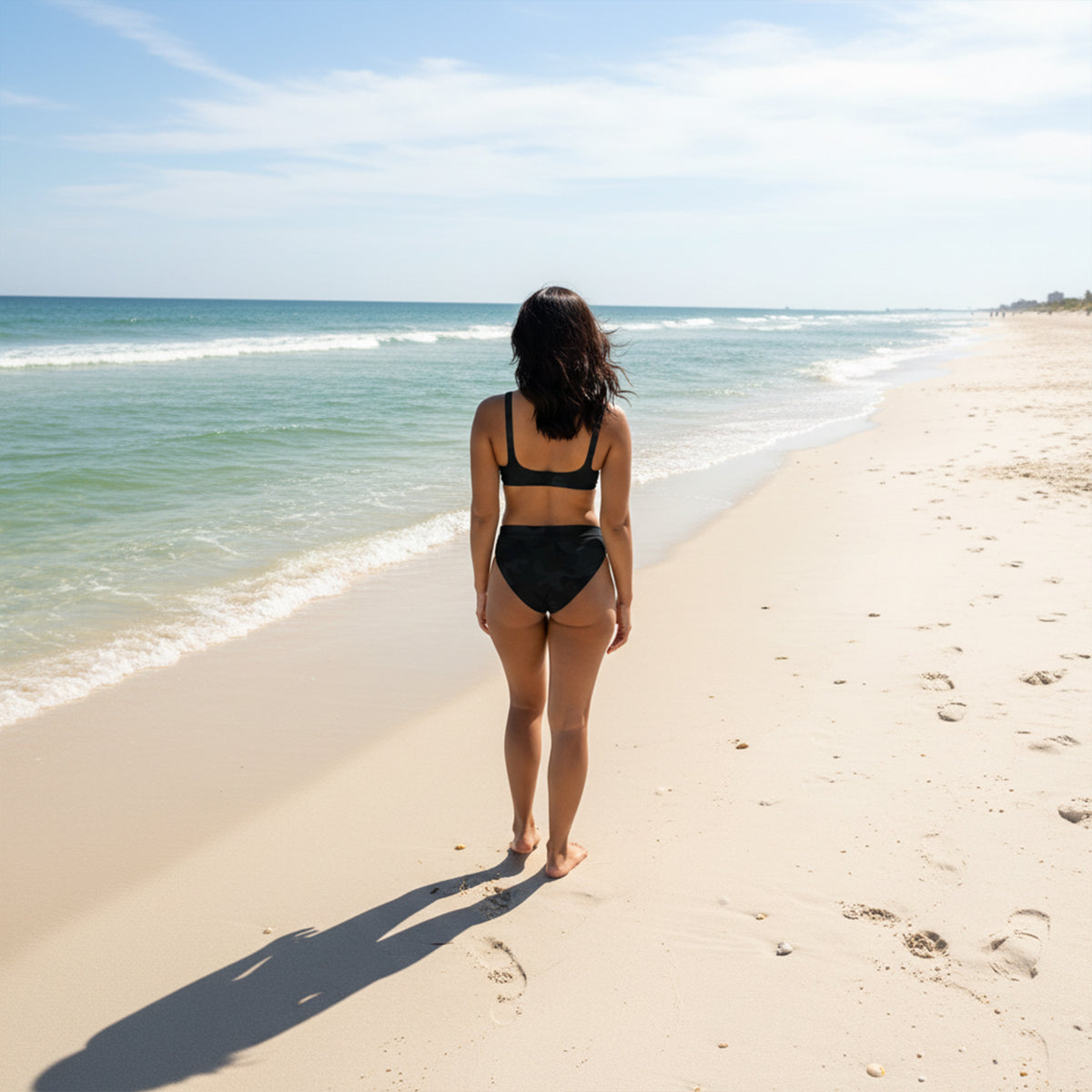 Black Camo Recycled High Waisted Bikini Set