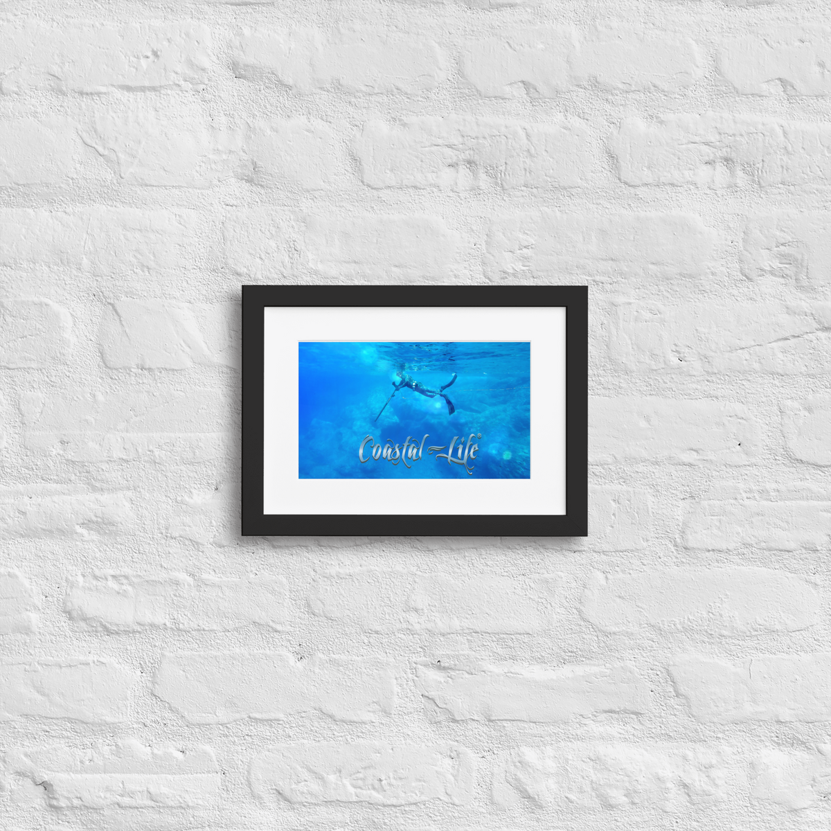 Coastal Life Spear Fishing Matte Paper Framed Poster With Mat Board