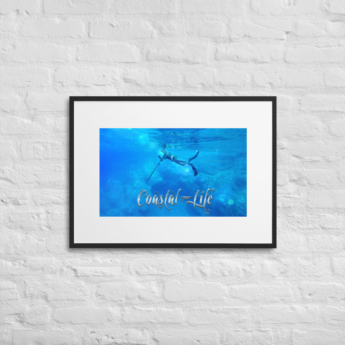 Coastal Life Spear Fishing Matte Paper Framed Poster With Mat Board