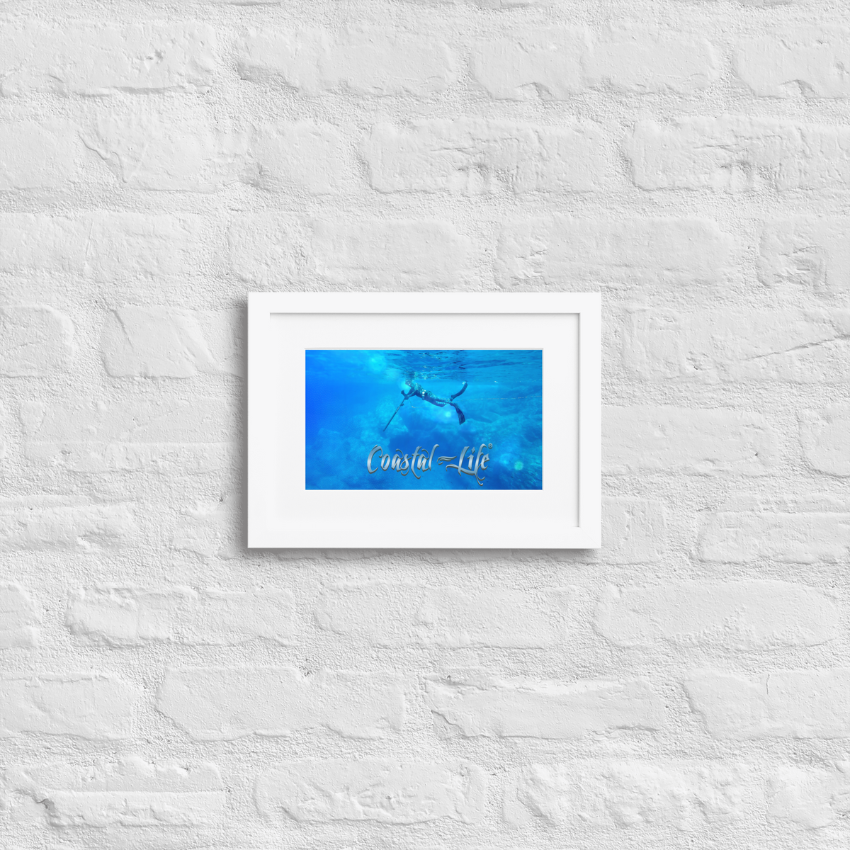 Coastal Life Spear Fishing Matte Paper Framed Poster With Mat Board