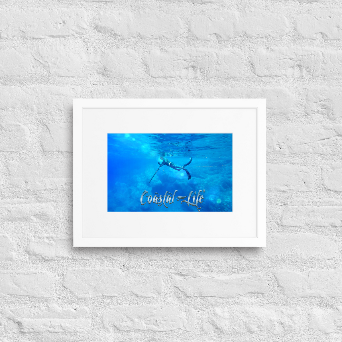 Coastal Life Spear Fishing Matte Paper Framed Poster With Mat Board