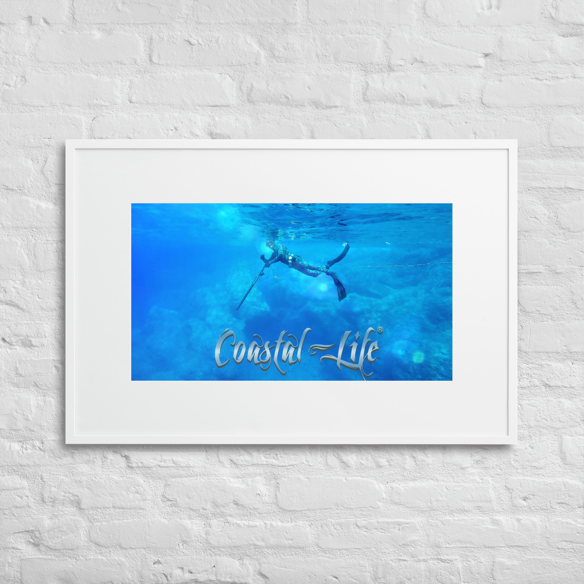 Coastal Life Spear Fishing Matte Paper Framed Poster With Mat Board