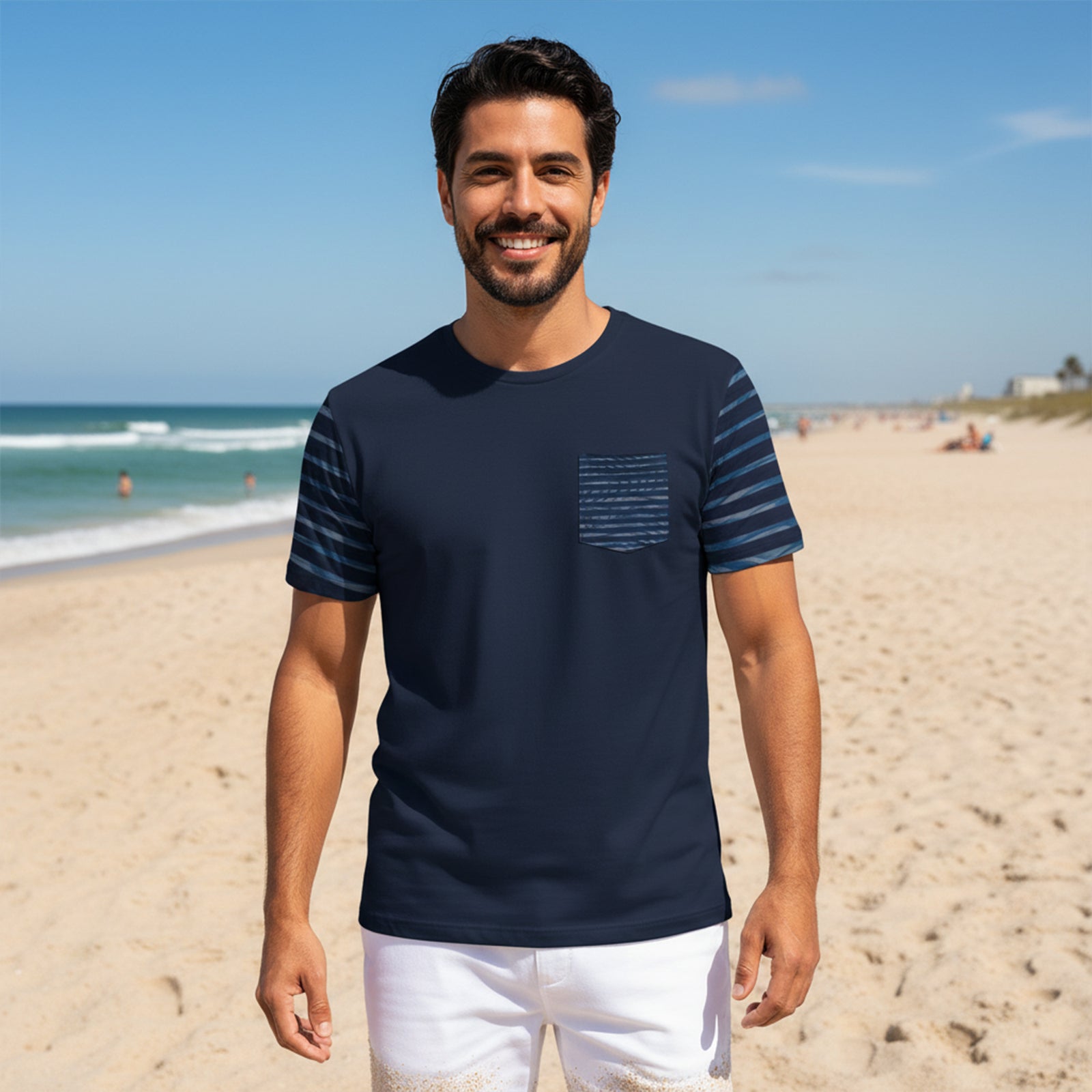 Everyday Tropical Stripes Pocket Tee