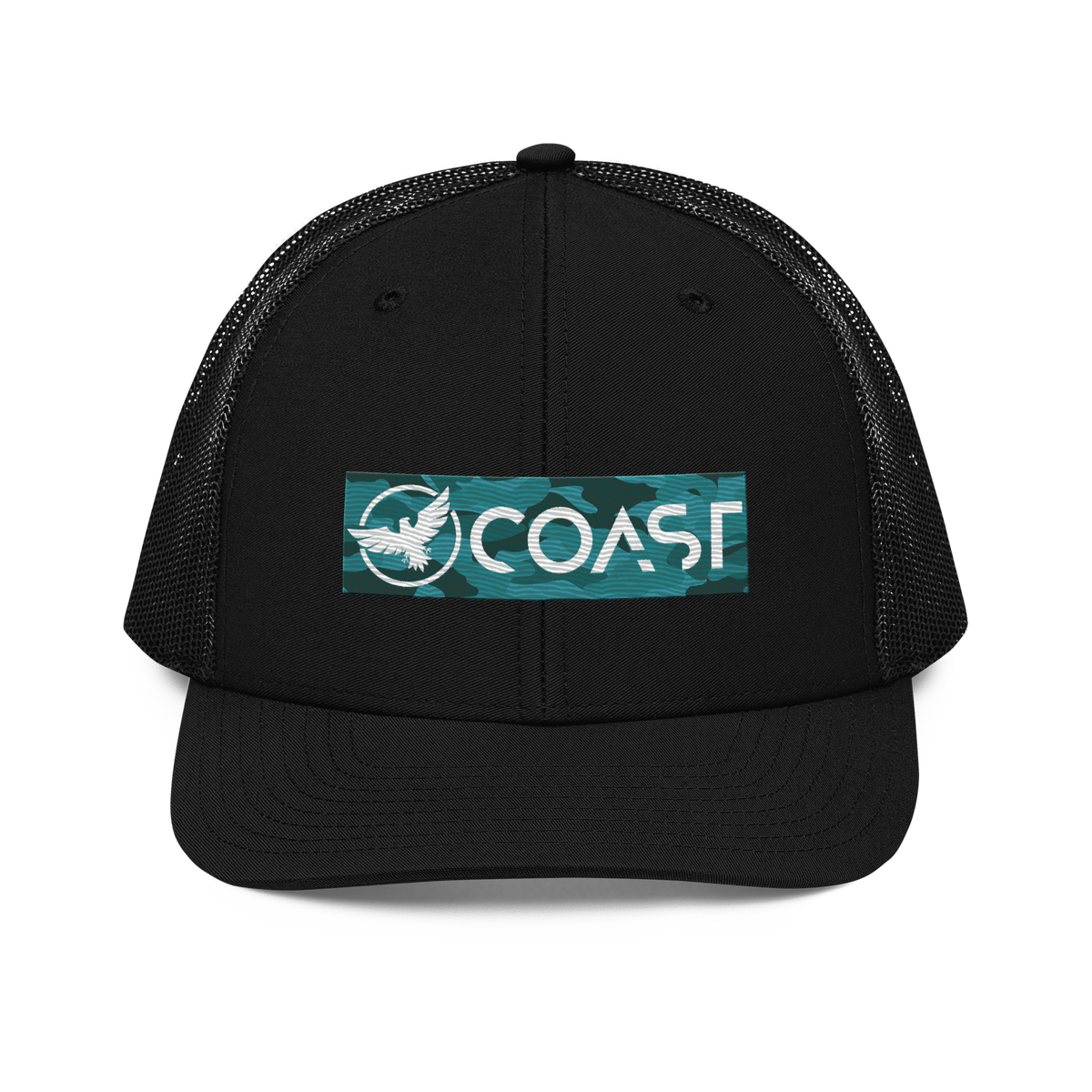 Find Your Coast Aqua Camo Trucker Hats Heather Grey/White
