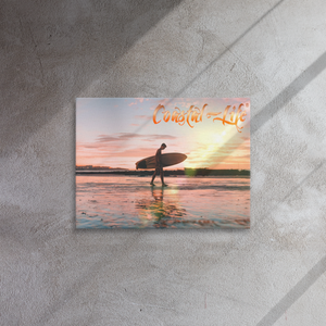 Coastal Life Sunset Surf on Thin Canvas