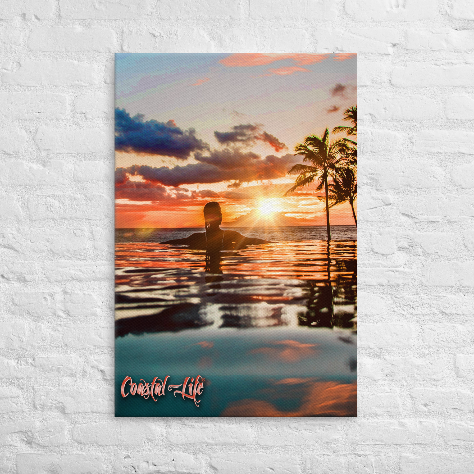 Coastal Life Sunset View on Thin Canvas