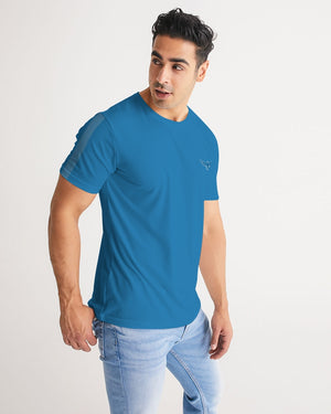 Men's Charter Stripe Performance Crewneck Pacific Blue Shirt FIND YOUR COAST  CO
