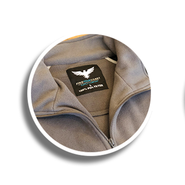 Men's FYC First Light Polar Fleece Black Long Sleeve 1/4 Zip Raglan FIND YOUR COAST  CO