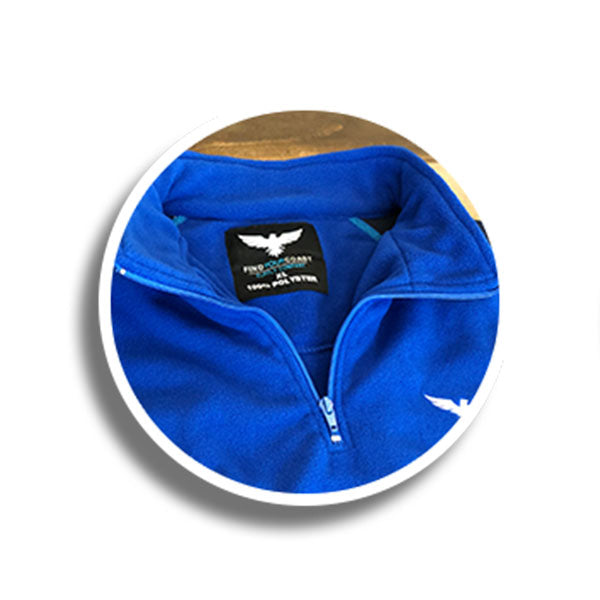 Men's FYC First Light Polar Fleece Navy Long Sleeve 1/4 Zip Raglan FIND YOUR COAST  CO