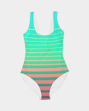 Women's Find Your Coast Lime Street Stripe Padded UPF 50 One-Piece Swimsuit FIND YOUR COAST  CO