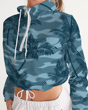 Women's Palm Camo Water Resistant Cropped Windbreaker FIND YOUR COAST  CO