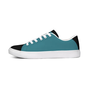 Men's Limited Edition Black and Teal Faux Leather Low Top Sneaker FIND YOUR COAST  CO