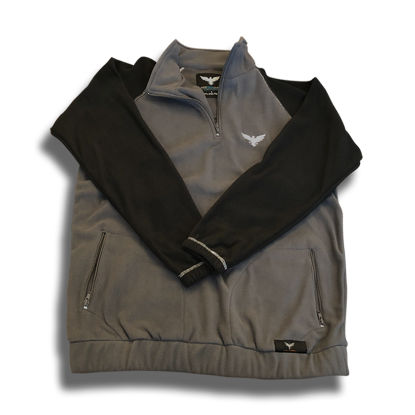 Men's FYC First Light Polar Fleece Black Long Sleeve 1/4 Zip Raglan FIND YOUR COAST  CO