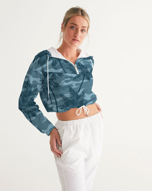 Women's Palm Camo Water Resistant Cropped Windbreaker FIND YOUR COAST  CO