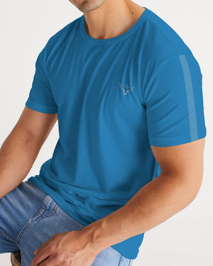 Men's Charter Stripe Performance Crewneck Pacific Blue Shirt FIND YOUR COAST  CO