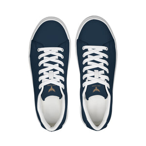 Men's Classic Navy and Tan Casual Faux Leather Lace Up Sneaker FIND YOUR COAST  CO