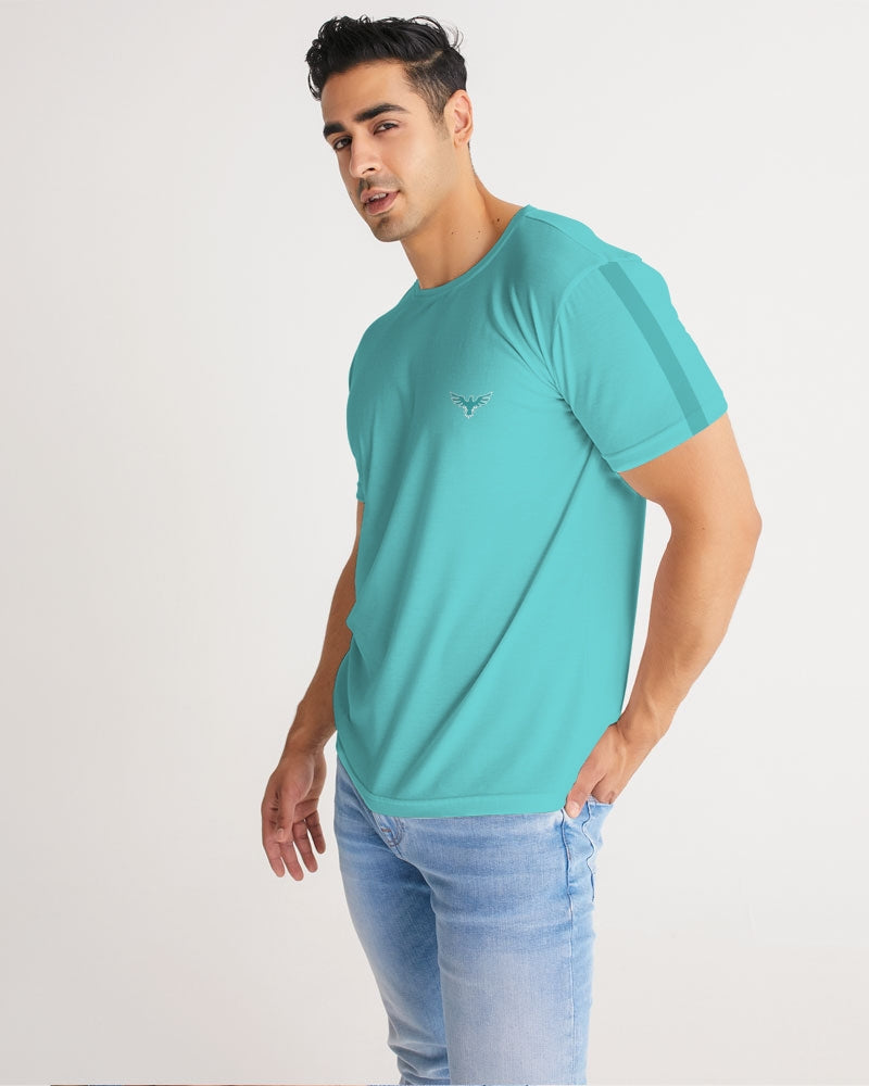 Men's Charter Stripe Performance Crewneck Flat Teal Shirt