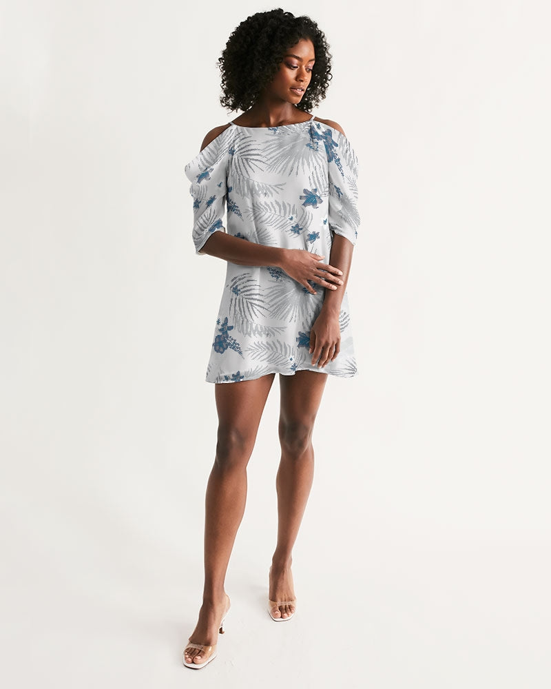 Find Your Coast Palm Soul Open Shoulder A-Line Dress M