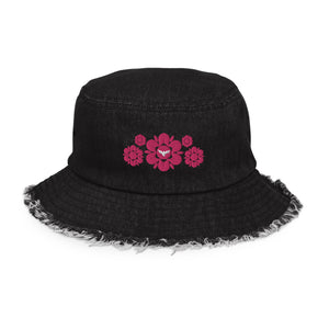 Flower Distressed Denim Bucket Hat FIND YOUR COAST  CO