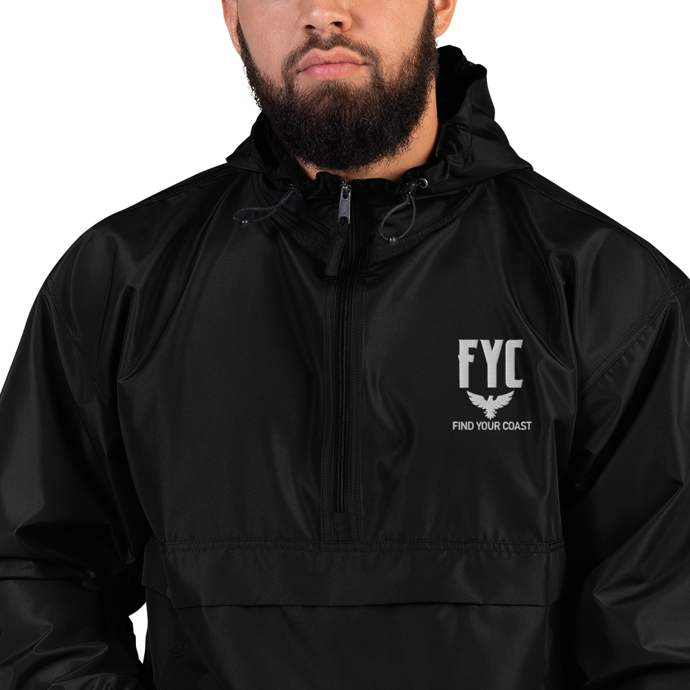 Men's FYC Half Zip Embroidered Champion Waterproof Packable Jackets FIND YOUR COAST  CO