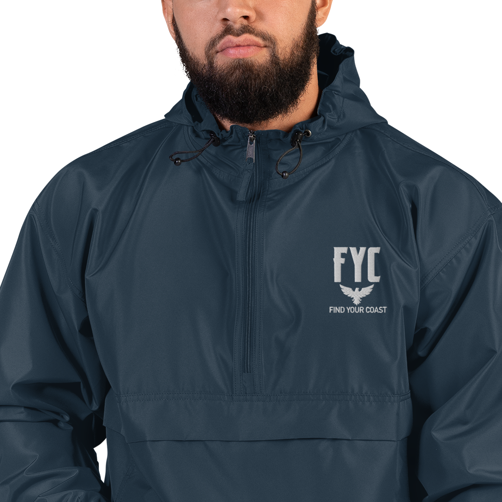 Men s FYC Half Zip Embroidered Champion Waterproof Packable Jackets Navy L
