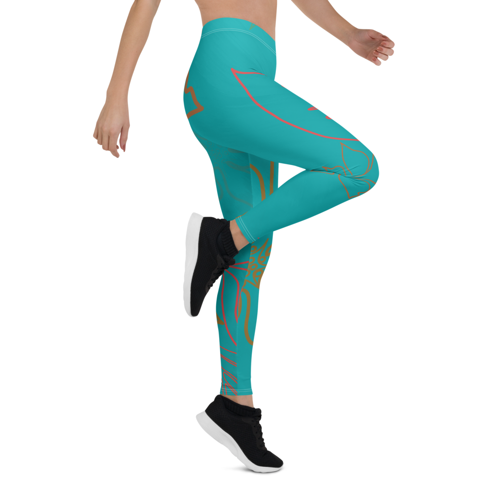 Women's All Day Comfort Aqua Aloha Full Length Leggings FIND YOUR COAST  CO