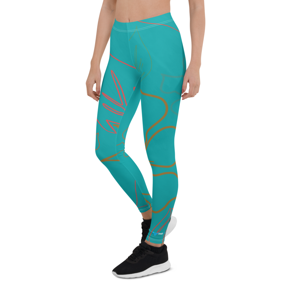 Women's All Day Comfort Aqua Aloha Full Length Leggings FIND YOUR COAST  CO