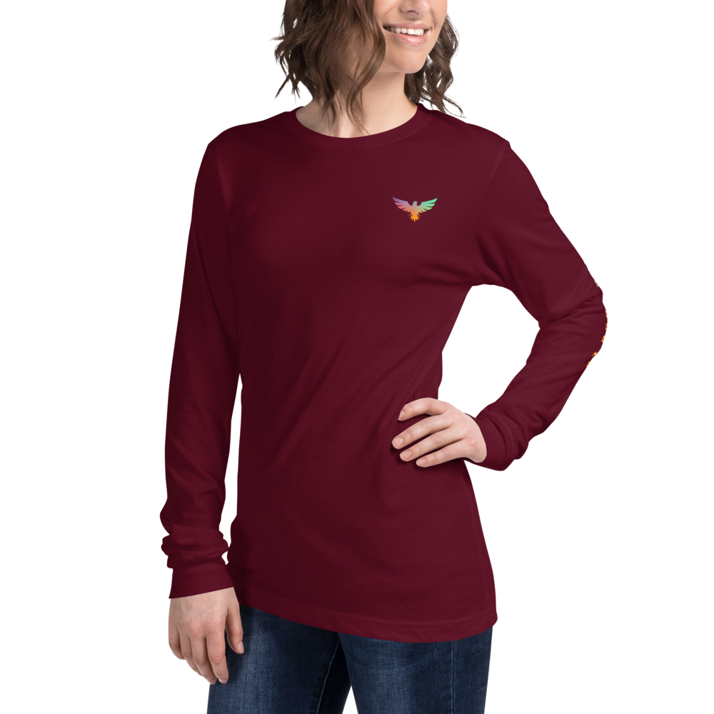 Women's All American Charter Series Maroon Rainbow Crewneck Long Sleeve Shirt FIND YOUR COAST  CO