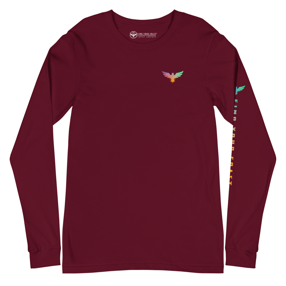 Women's All American Charter Series Maroon Rainbow Crewneck Long Sleeve Shirt FIND YOUR COAST  CO