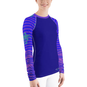 Women's Reels and Reefs Striped Sea Skinz Performance Rash Guard UPF 40+ FIND YOUR COAST  CO