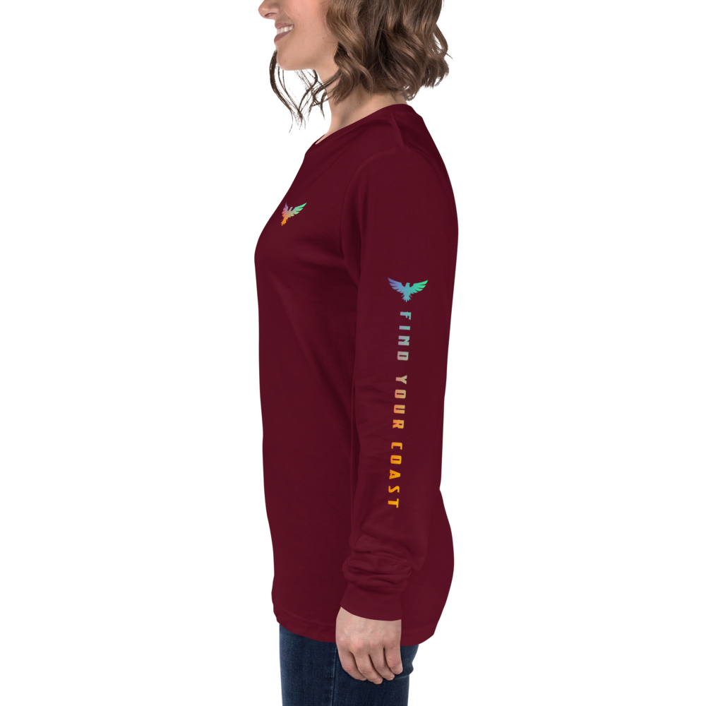 Women's All American Charter Series Maroon Rainbow Crewneck Long Sleeve Shirt FIND YOUR COAST  CO