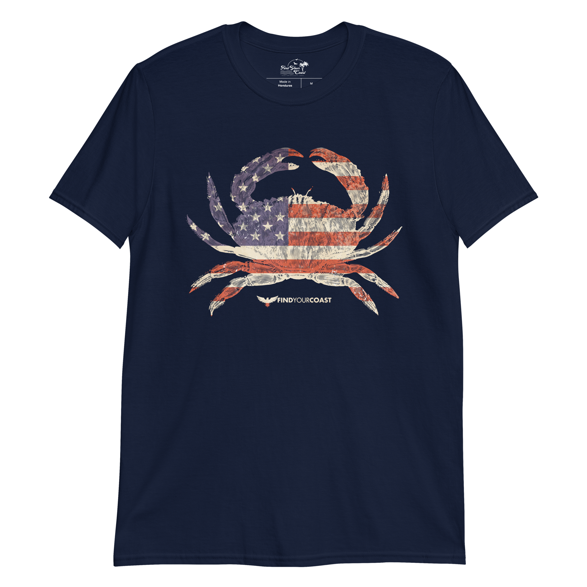 American Crab Navy and Black Cotton Tee Shirt FIND YOUR COAST  CO
