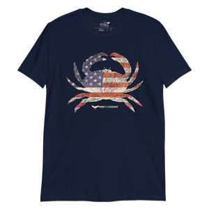 American Crab Navy and Black Cotton Tee Shirt FIND YOUR COAST  CO